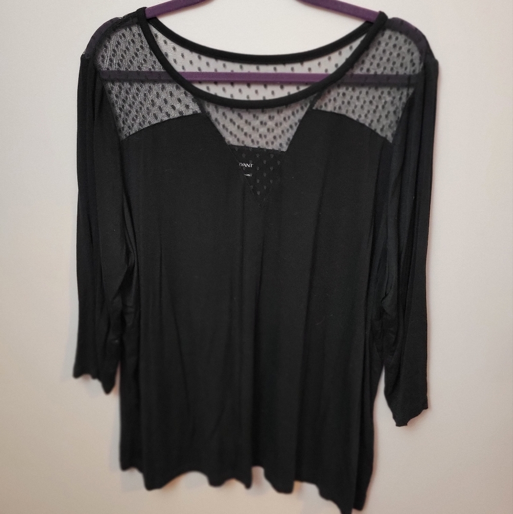 Black top with sheer cutouts